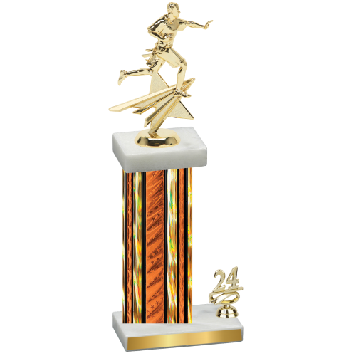 Accented Single Orange Glacier Year Flag Football Trophy