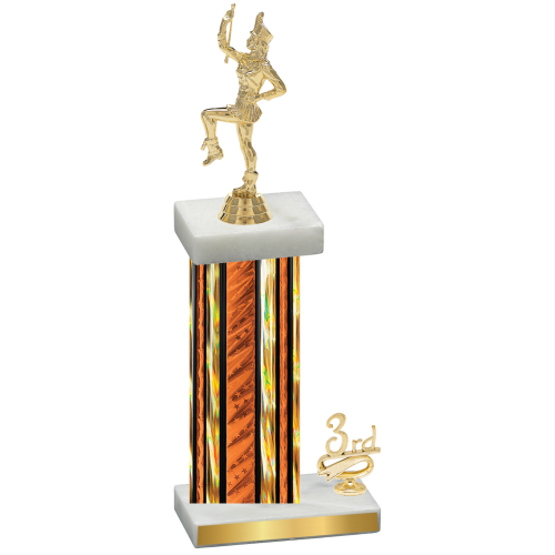 Accented Single Orange Glacier Third Place Majorette Trophy