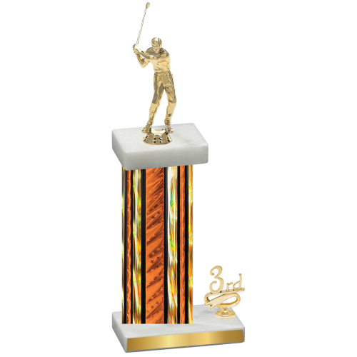 Accented Single Orange Glacier Third Place Golf Trophy