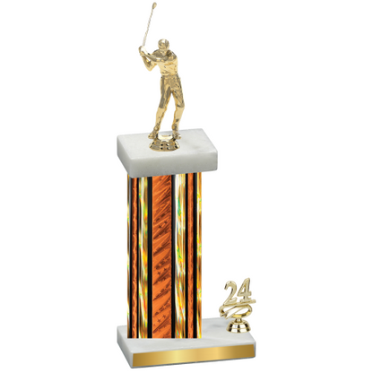 Accented Single Orange Glacier Year Golf Trophy