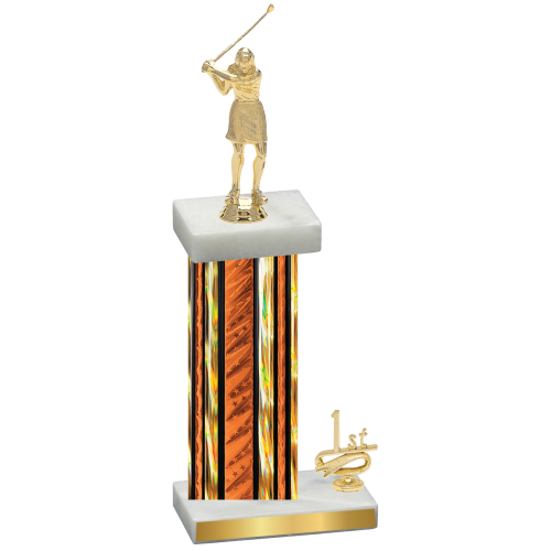 Accented Single Orange Glacier First Place Golf Trophy