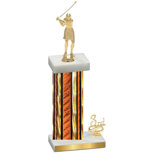 Accented Single Orange Glacier Third Place Golf Trophy