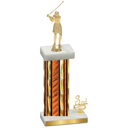 Accented Single Orange Glacier Third Place Golf Trophy