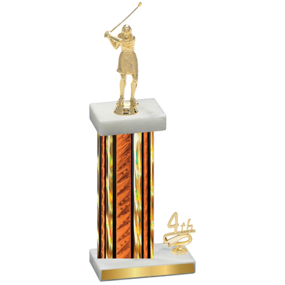 Accented Single Orange Glacier Fourth Place Golf Trophy