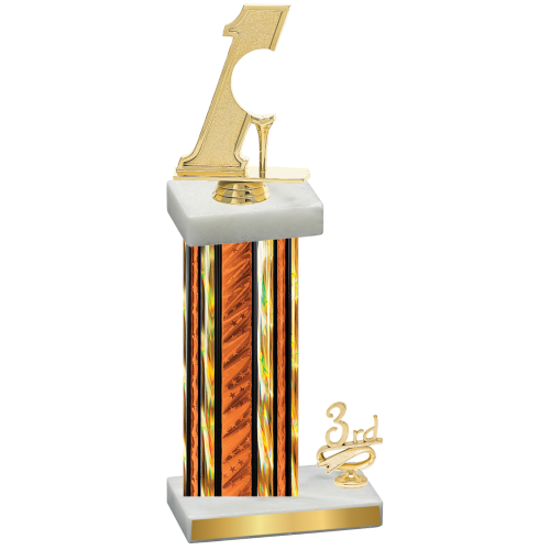 Accented Single Orange Glacier Third Place Golf Trophy