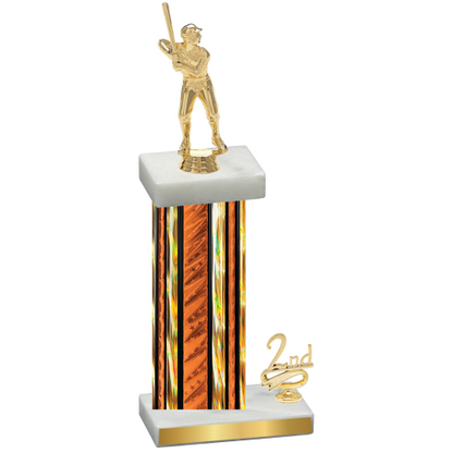 Accented Single Orange Glacier Second Place Baseball Trophy