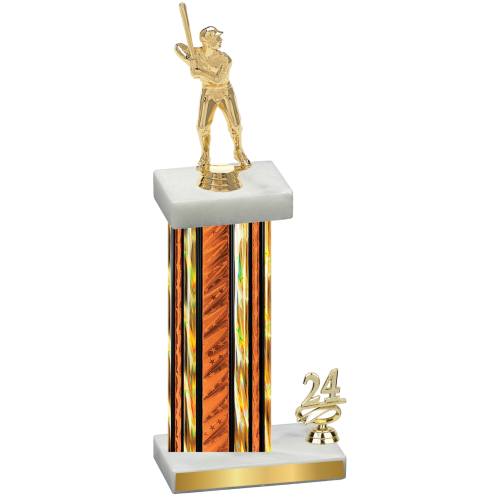 Accented Single Orange Glacier Year Baseball Trophy