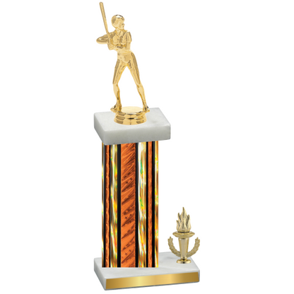 Accented Single Orange Glacier Victory Softball Trophy