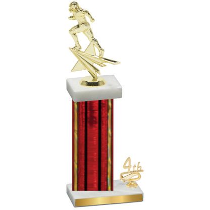 Accented Single Red Glacier Fourth Place Football Trophy