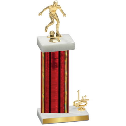 Accented Single Red Glacier First Place Soccer Trophy