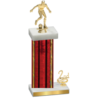 Accented Single Red Glacier Second Place Soccer Trophy