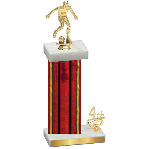 Accented Single Red Glacier Fourth Place Soccer Trophy