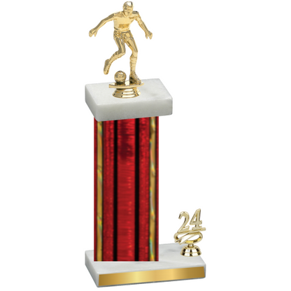 Accented Single Red Glacier Year Soccer Trophy