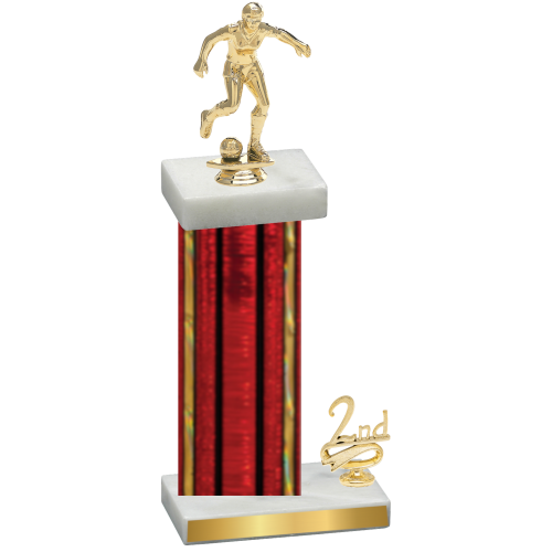 Accented Single Red Glacier Second Place Soccer Trophy