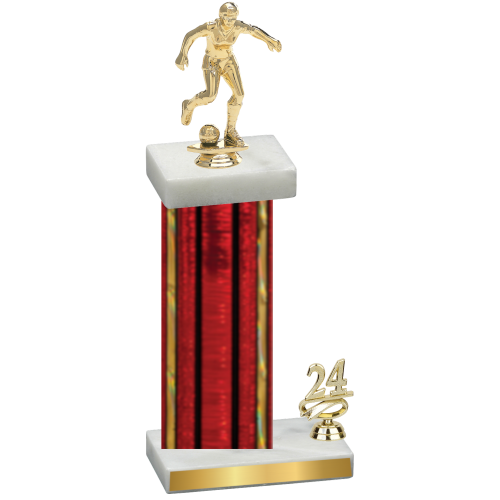 Accented Single Red Glacier Year Soccer Trophy