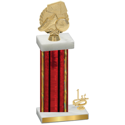 Accented Single Red Glacier First Place Soccer Trophy