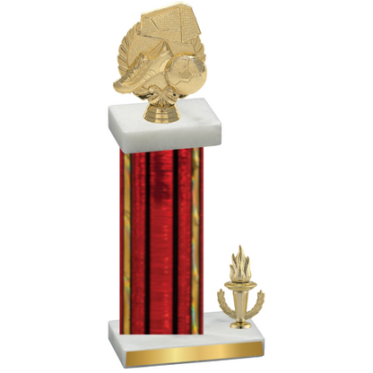 Accented Single Red Glacier Victory Soccer Trophy