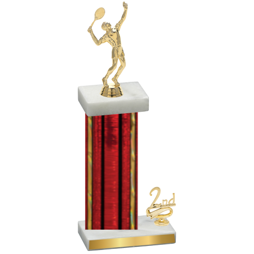 Accented Single Red Glacier Second Place Tennis Trophy