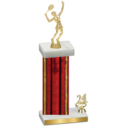 Accented Single Red Glacier Year Tennis Trophy