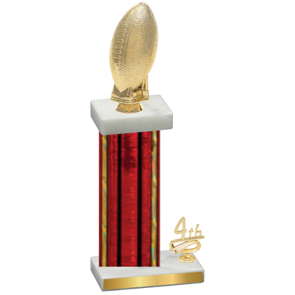 Accented Single Red Glacier Fourth Place Football Trophy