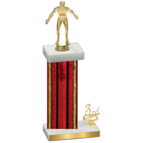 Accented Single Red Glacier Third Place Wrestling Trophy