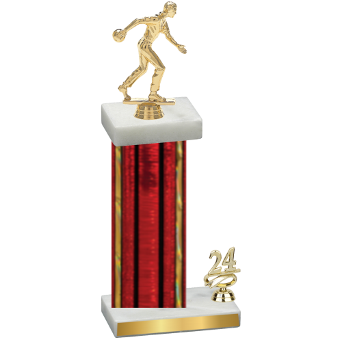 Accented Single Red Glacier Year Bowling Trophy