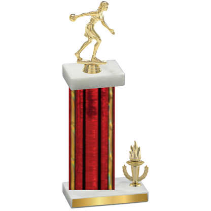 Accented Single Red Glacier Victory Bowling Trophy