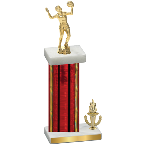 Accented Single Red Glacier Victory Volleyball Trophy