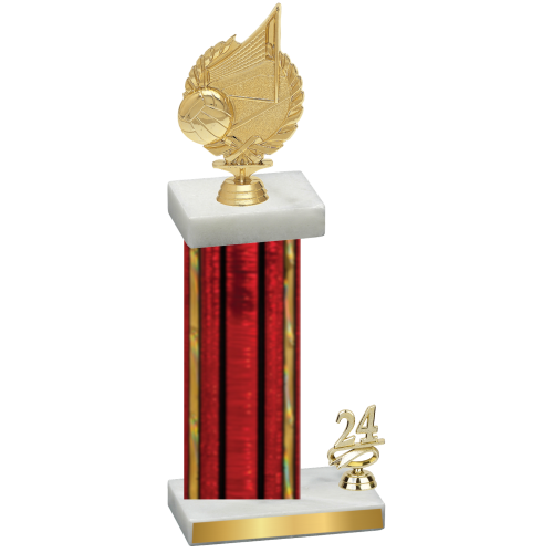 Accented Single Red Glacier Year Volleyball Trophy