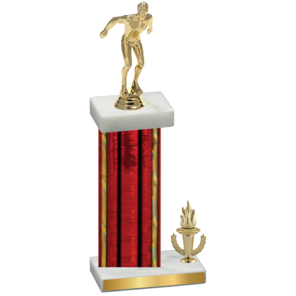 Accented Single Red Glacier Victory Swimming Trophy