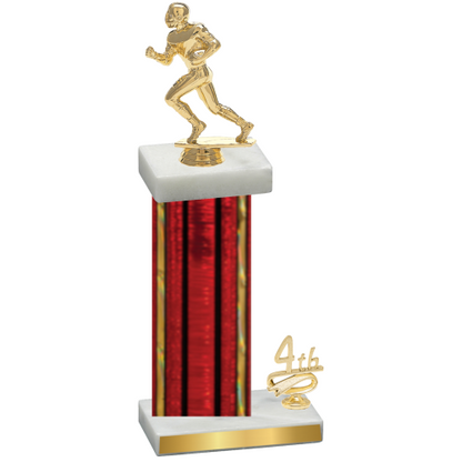 Accented Single Red Glacier Fourth Place Football Trophy