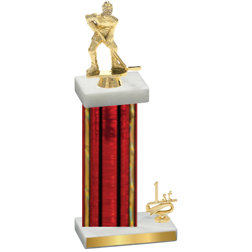 Accented Single Red Glacier First Place Hockey Trophy