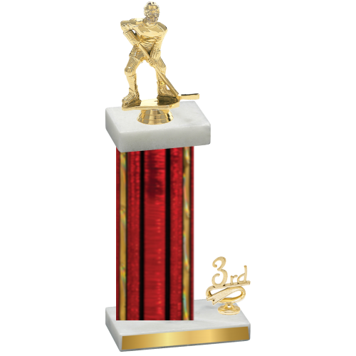 Accented Single Red Glacier Third Place Hockey Trophy