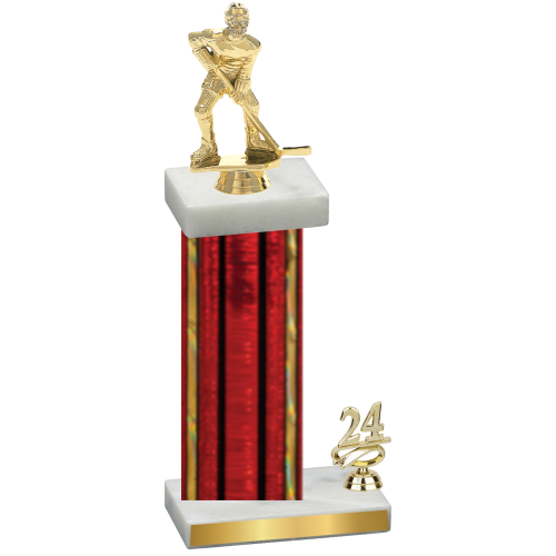 Accented Single Red Glacier Year Hockey Trophy