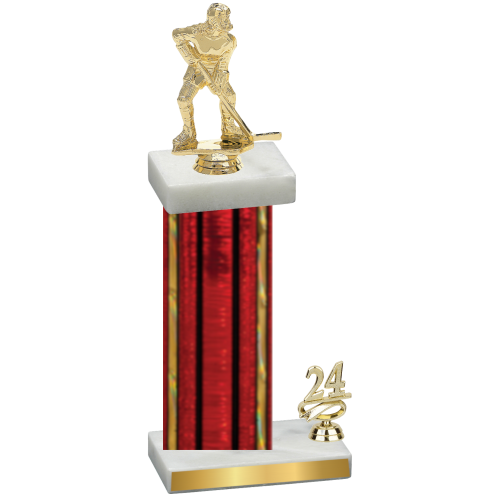 Accented Single Red Glacier Year Hockey Trophy