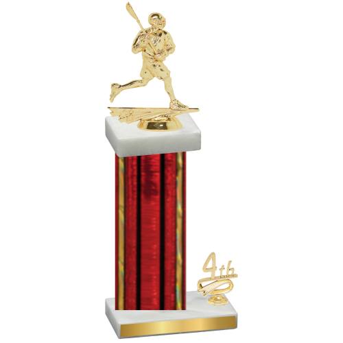 Accented Single Red Glacier Fourth Place Lacrosse Trophy