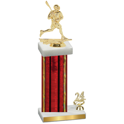 Accented Single Red Glacier Year Lacrosse Trophy