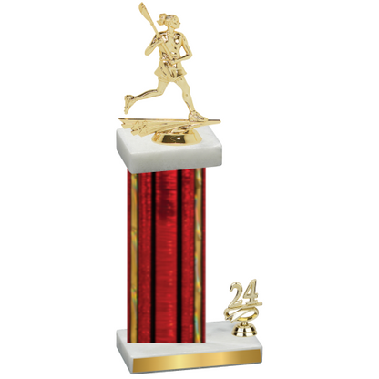 Accented Single Red Glacier Year Lacrosse Trophy