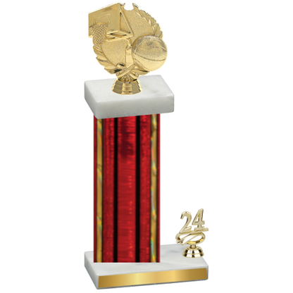 Accented Single Red Glacier Year Basketball Trophy