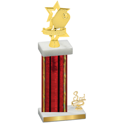 Accented Single Red Glacier Third Place Pickleball Trophy