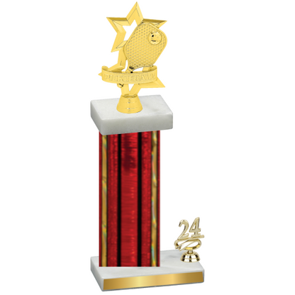 Accented Single Red Glacier Year Pickleball Trophy