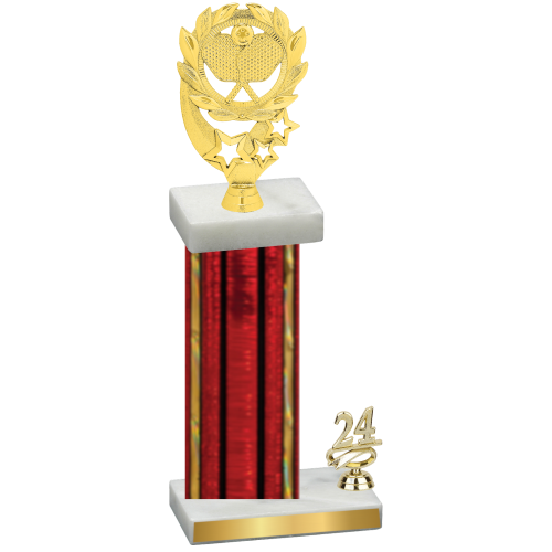 Accented Single Red Glacier Year Pickleball Trophy