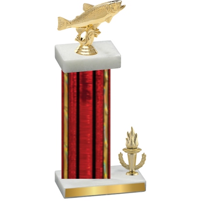 Accented Single Red Glacier Victory Fishing Trophy