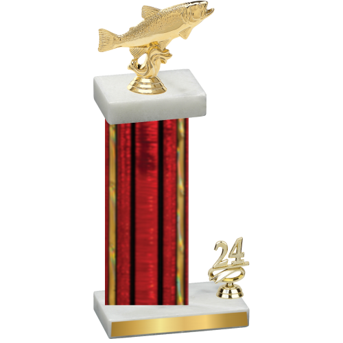 Accented Single Red Glacier Year Fishing Trophy