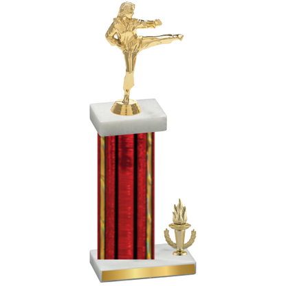 Accented Single Red Glacier Victory Karate Trophy