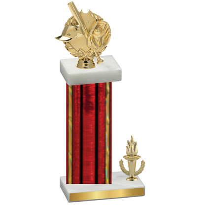 Accented Single Red Glacier Victory Baseball Trophy