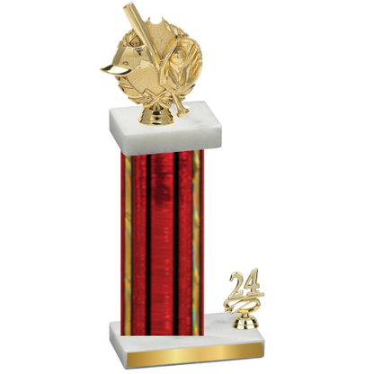 Accented Single Red Glacier Year Baseball Trophy