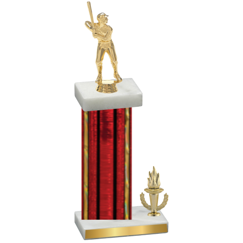 Accented Single Red Glacier Victory Baseball Trophy