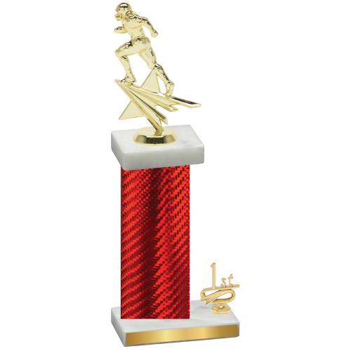 Accented Single Red Carbon Fiber First Place Football Trophy