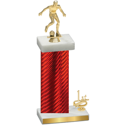 Accented Single Red Carbon Fiber First Place Soccer Trophy